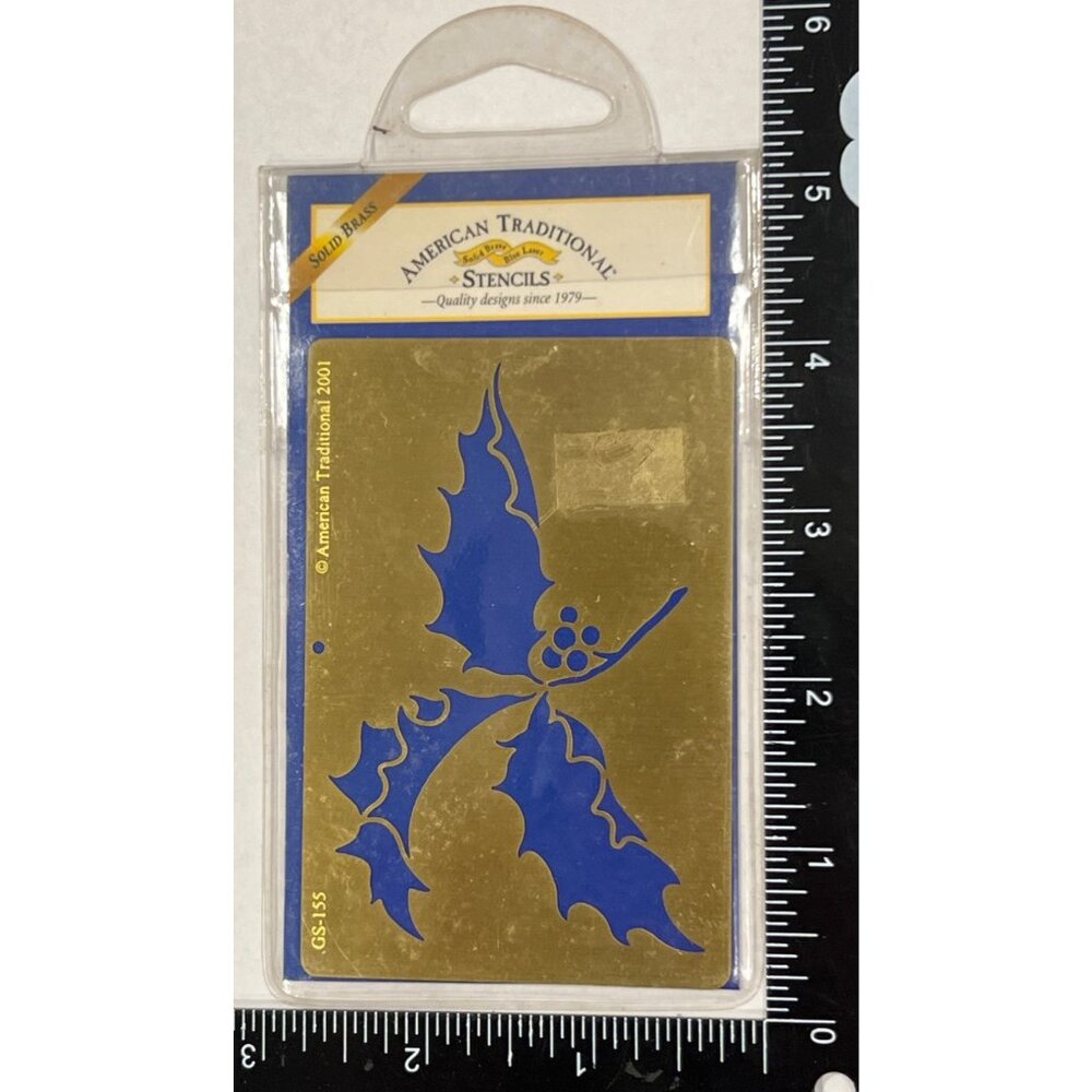 American Traditional Brass Holly Stencil GS-155 Christmas Holiday
